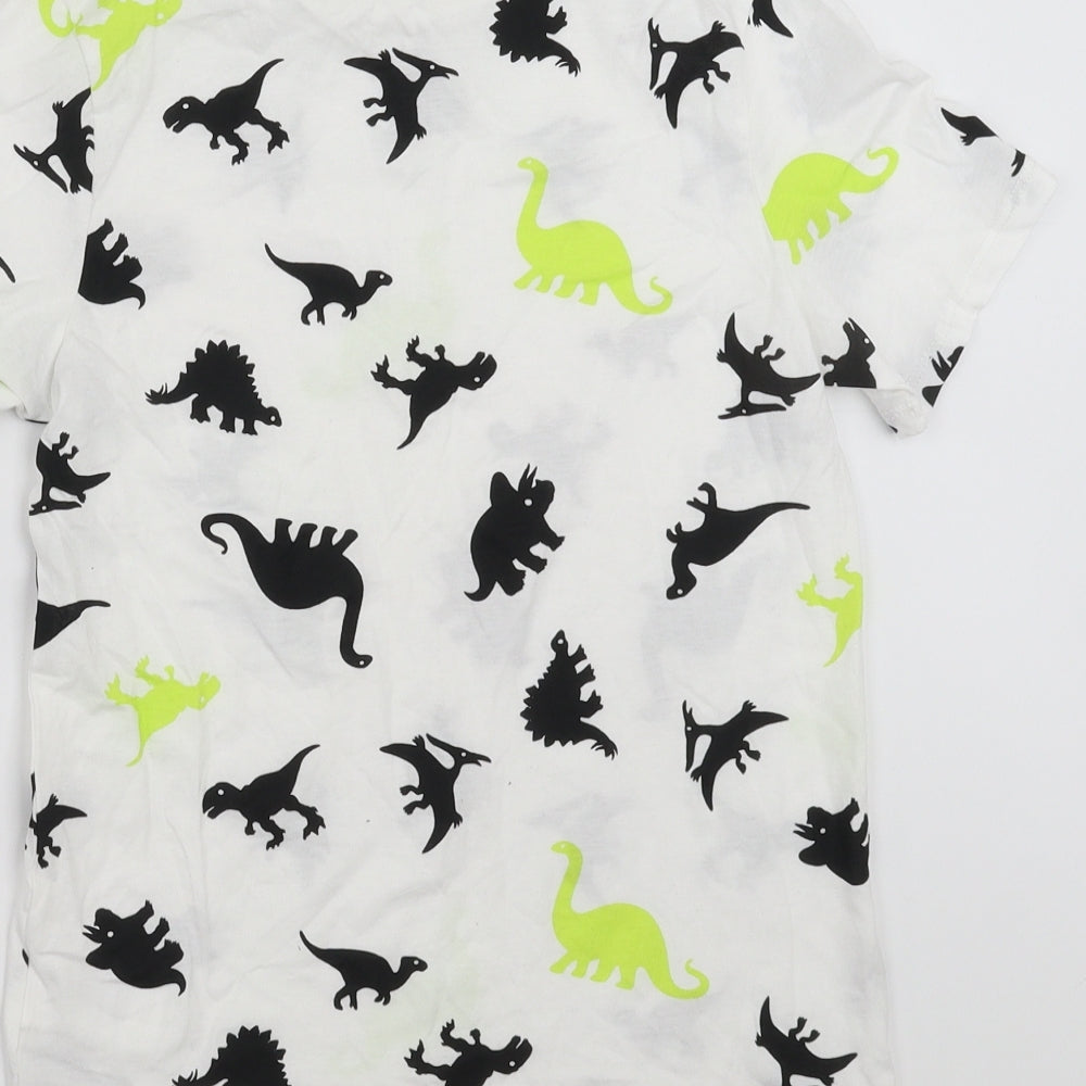 H&M Boys White   Basic T-Shirt Size 8-9 Years  - dinosaur