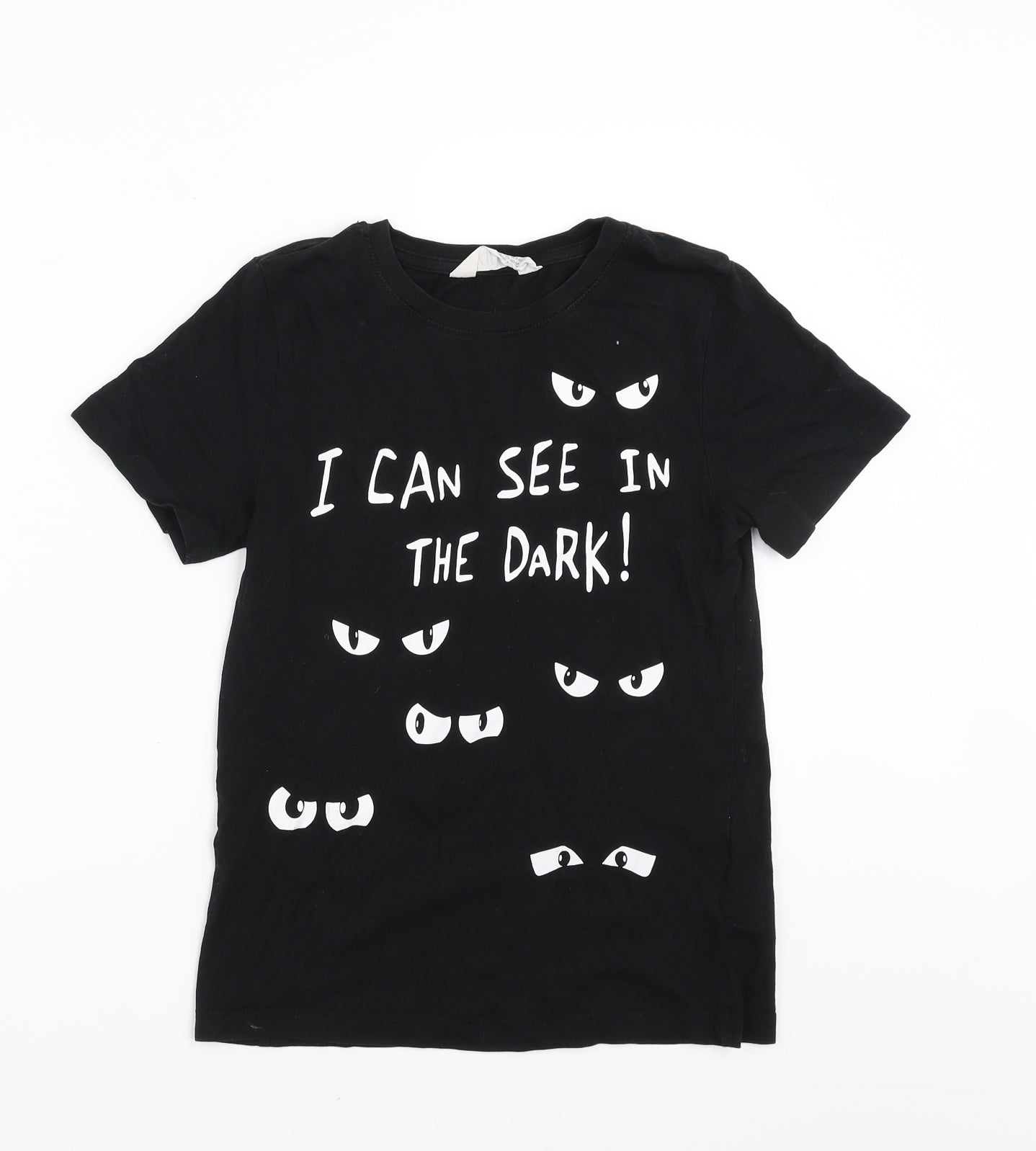 H&M Boys Black   Basic T-Shirt Size 8-9 Years  - eyes