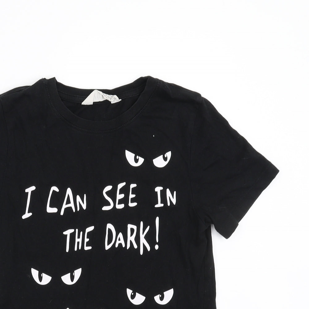 H&M Boys Black   Basic T-Shirt Size 8-9 Years  - eyes