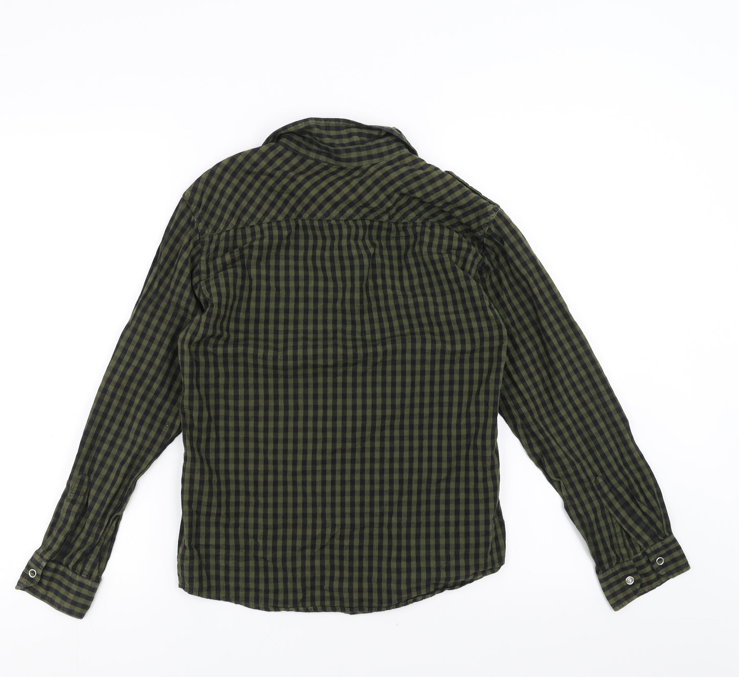 Rebel Boys Green Check  Basic Button-Up Size 11-12 Years