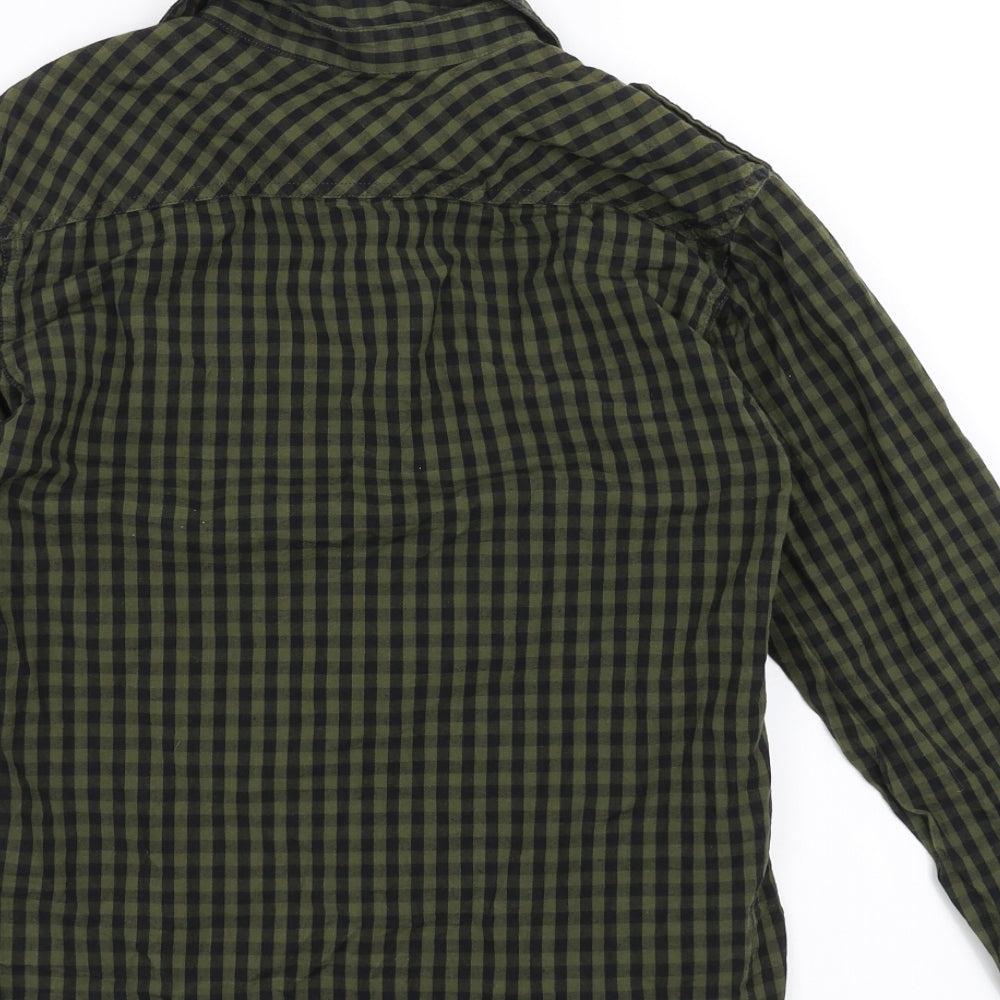 Rebel Boys Green Check  Basic Button-Up Size 11-12 Years