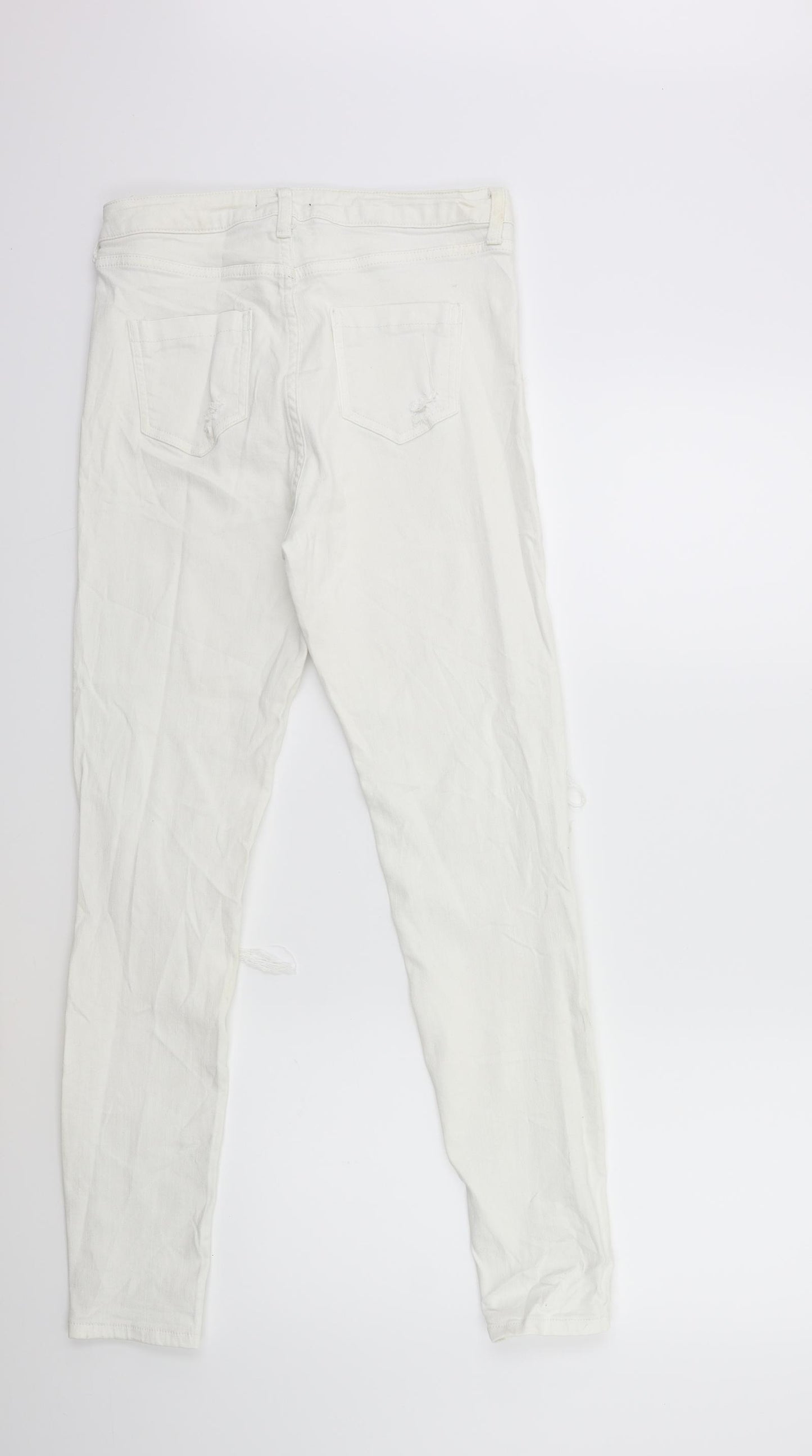 Missguided Womens White  Denim Skinny Jeans Size 10 L28 in