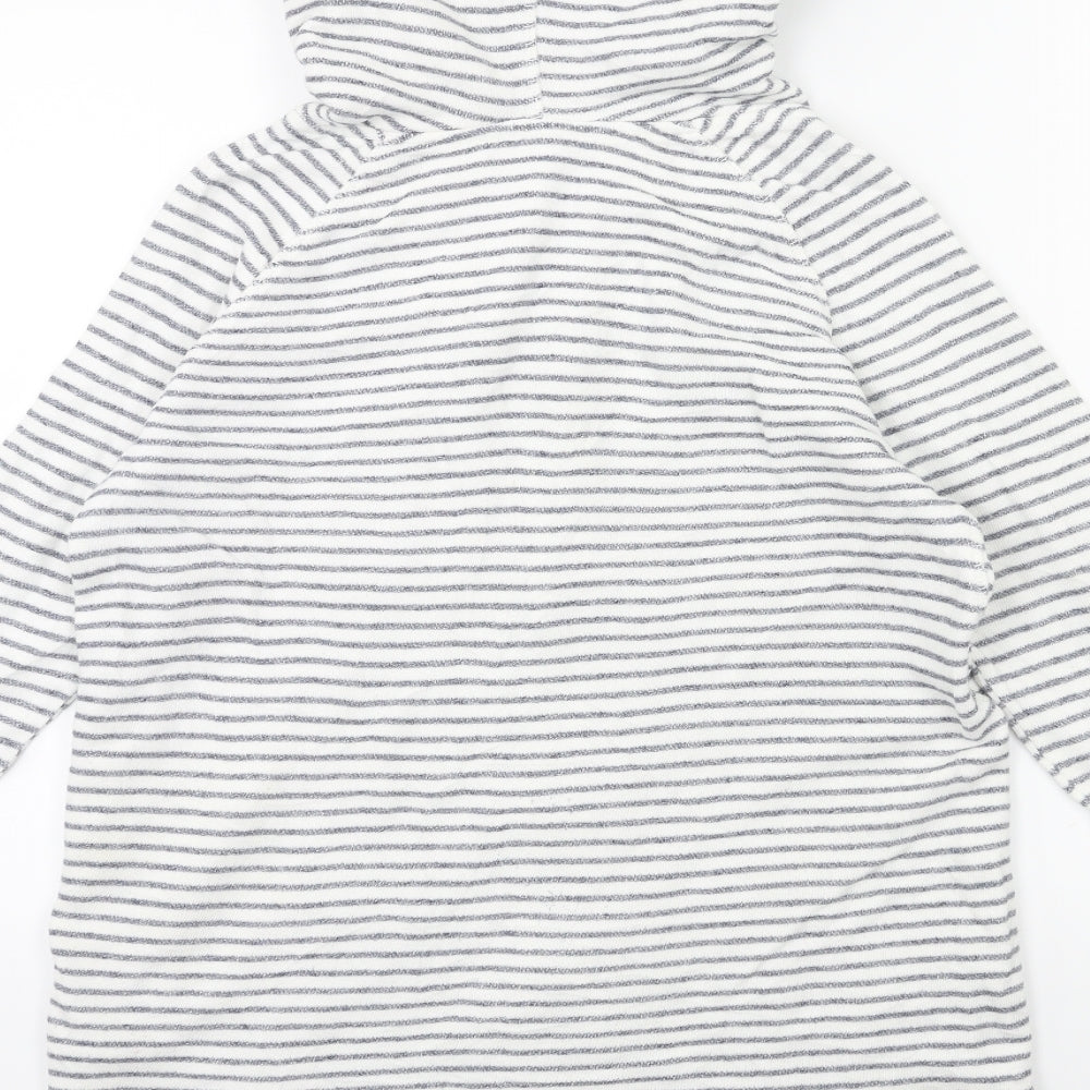 NEXT Womens White Striped  Full Zip Hoodie Size 12