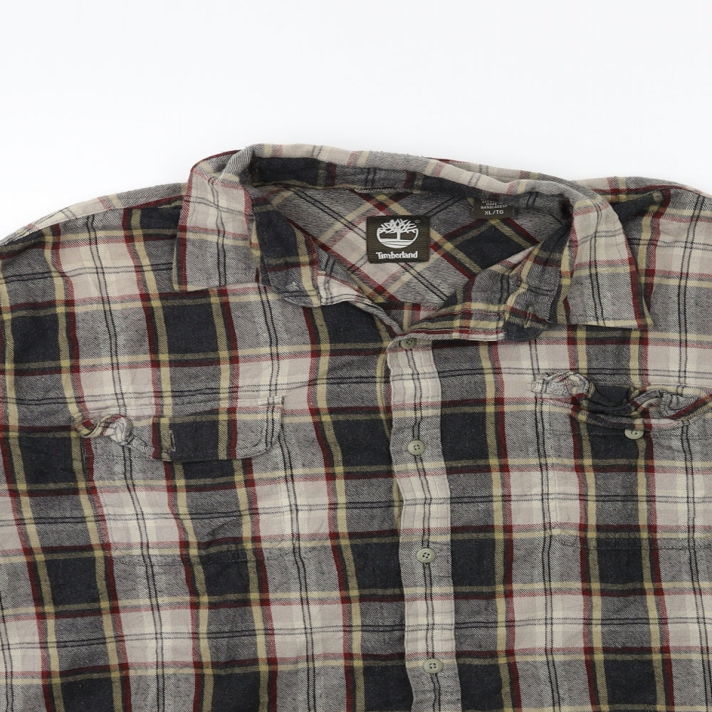 Timberland Mens Brown Check   Button-Up Size XL