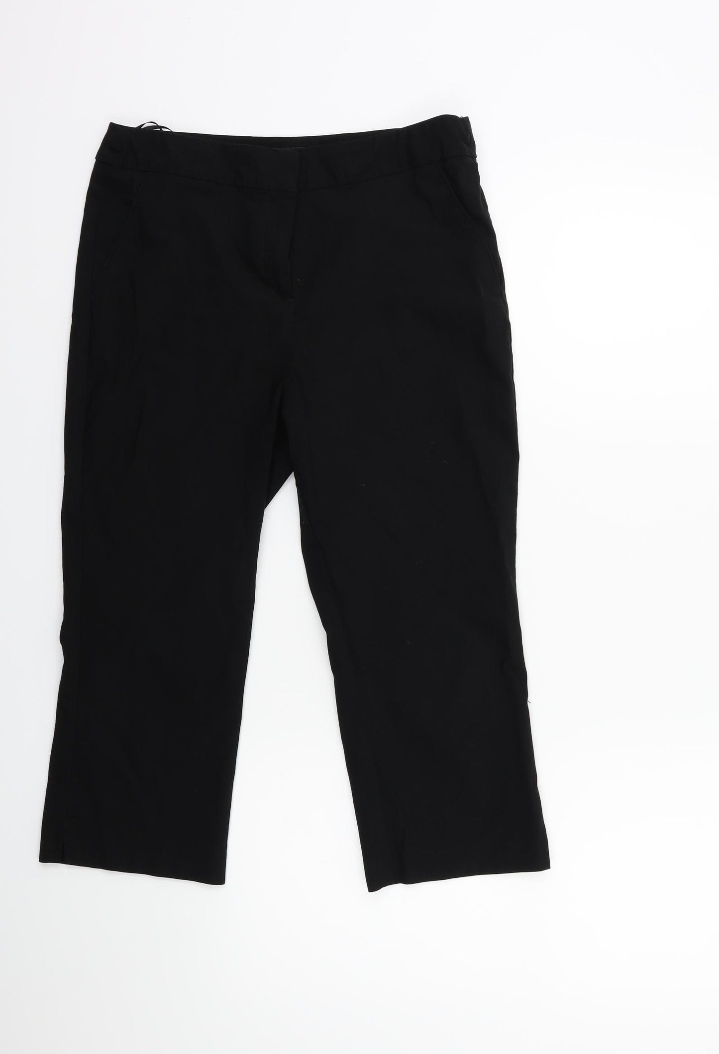 Papaya Womens Black   Cropped Trousers Size 12 L20 in