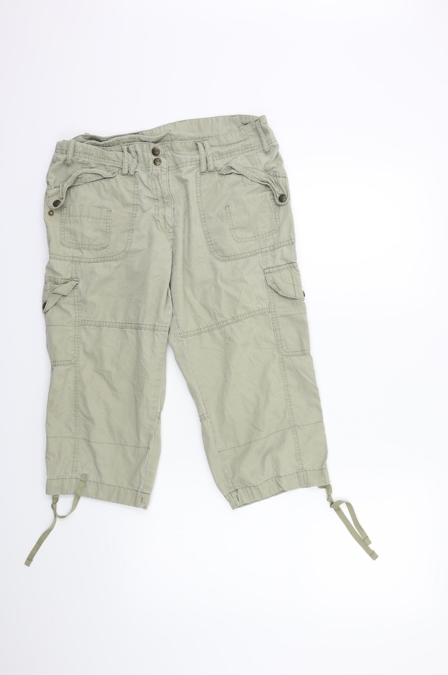 Marks and Spencer Womens Green   Cropped Trousers Size 12 L20 in