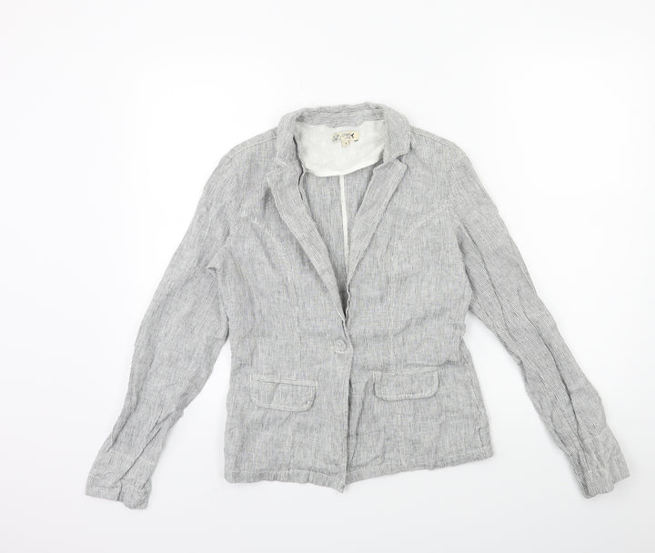 M&Co Womens Grey Striped  Jacket Blazer Size 8