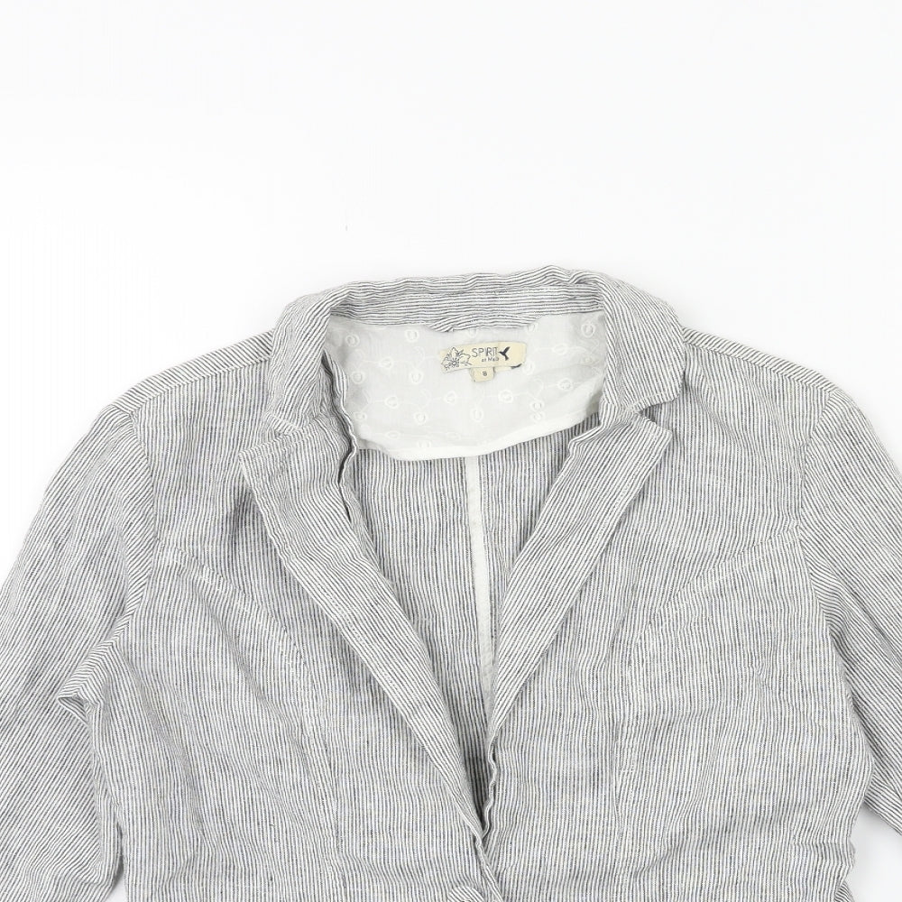 M&Co Womens Grey Striped  Jacket Blazer Size 8