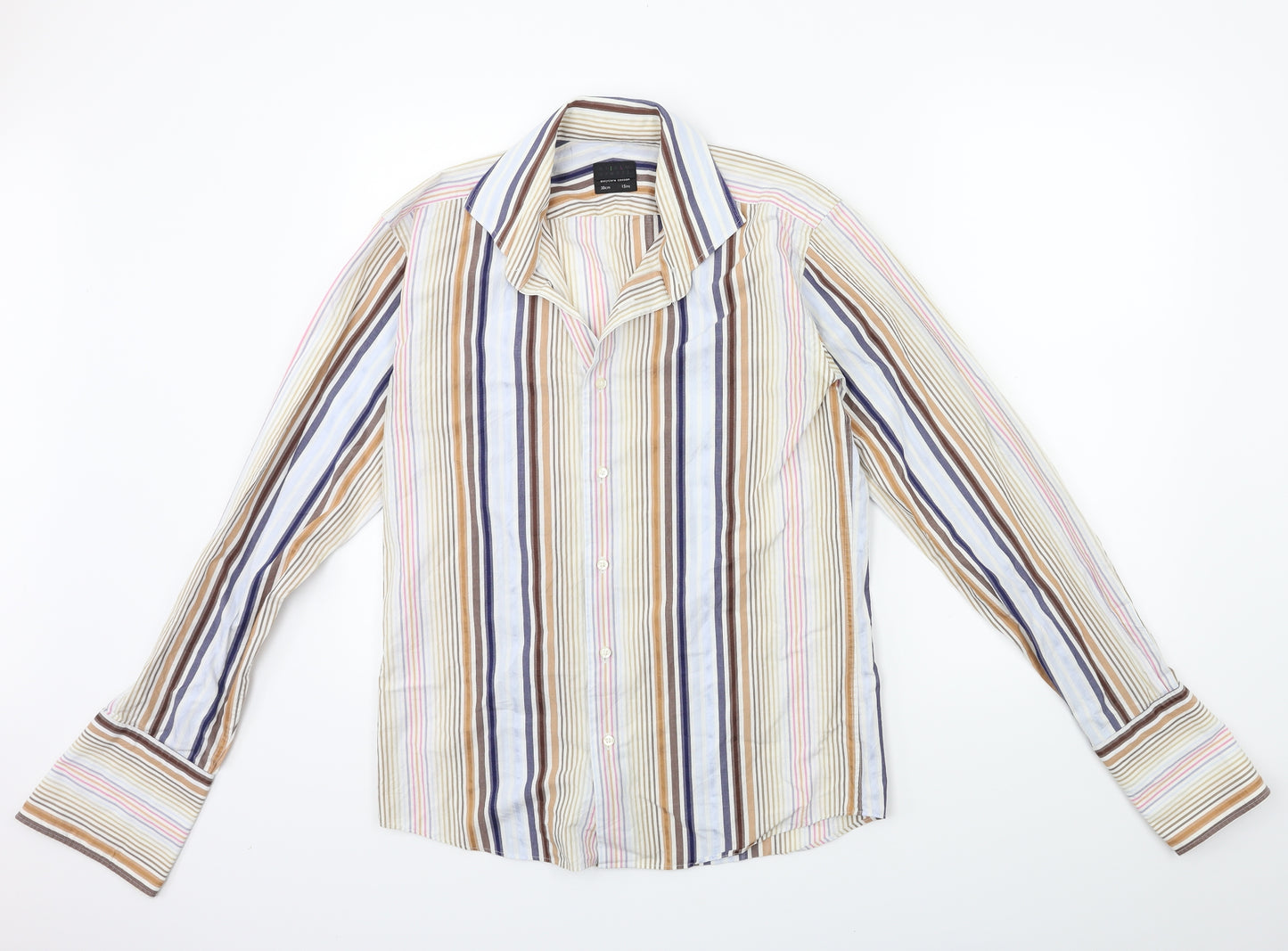 John Lewis Mens Beige Striped   Dress Shirt Size 15