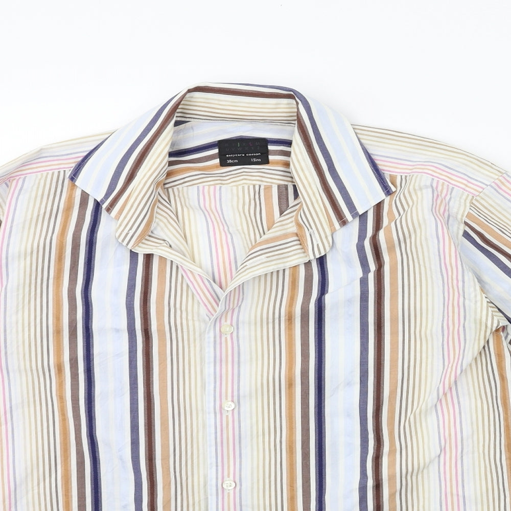 John Lewis Mens Beige Striped   Dress Shirt Size 15