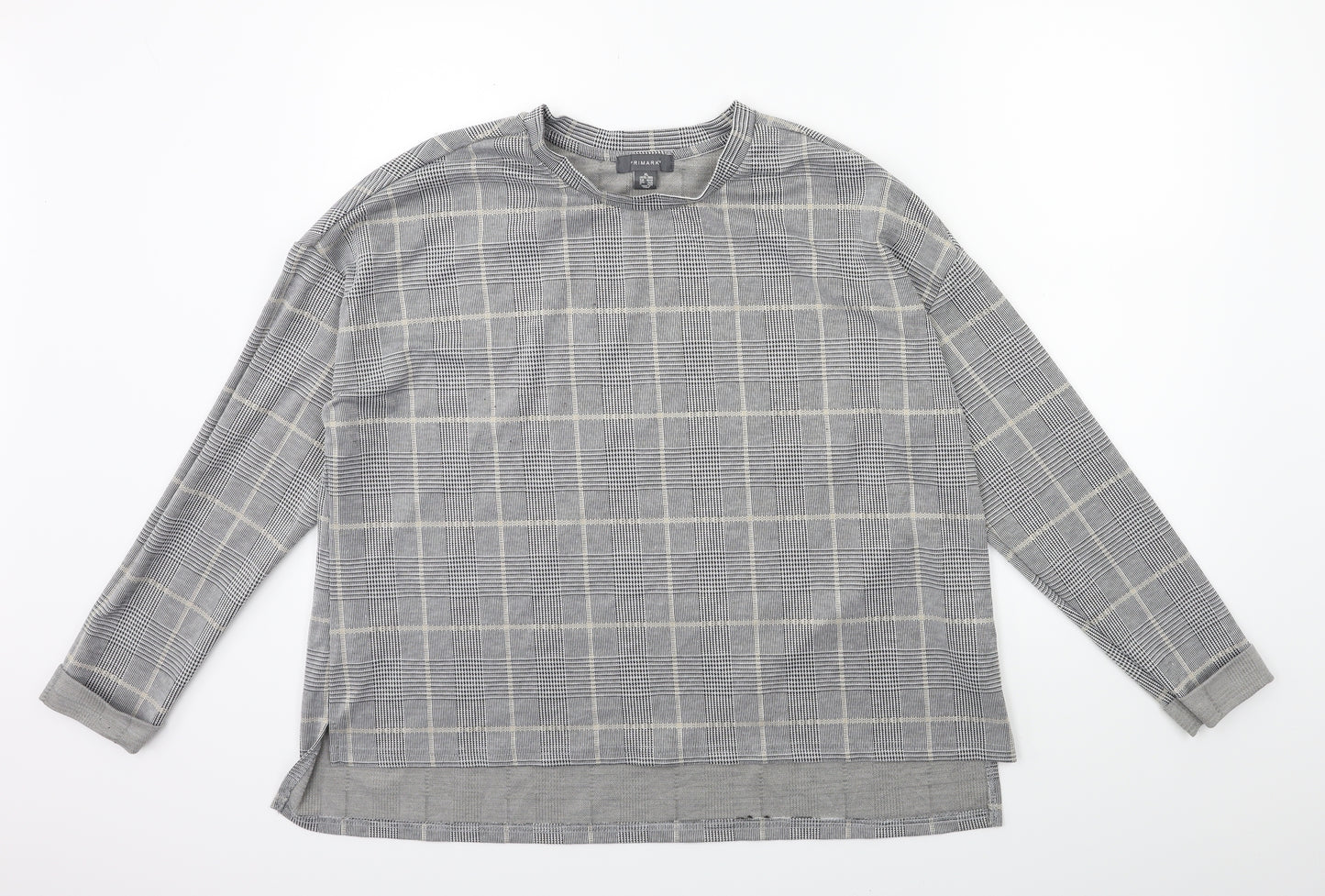 Primark Womens Grey Check  Basic T-Shirt Size XL
