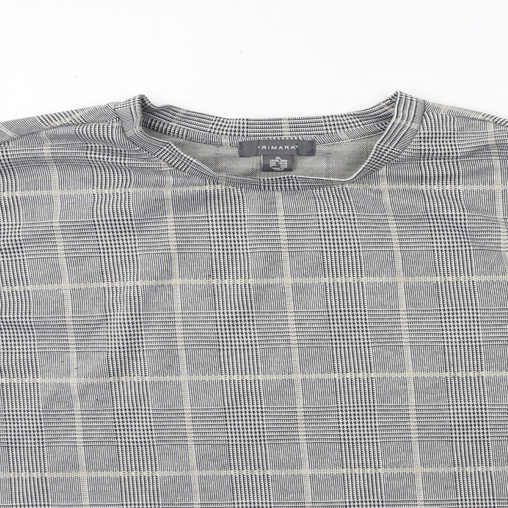 Primark Womens Grey Check  Basic T-Shirt Size XL