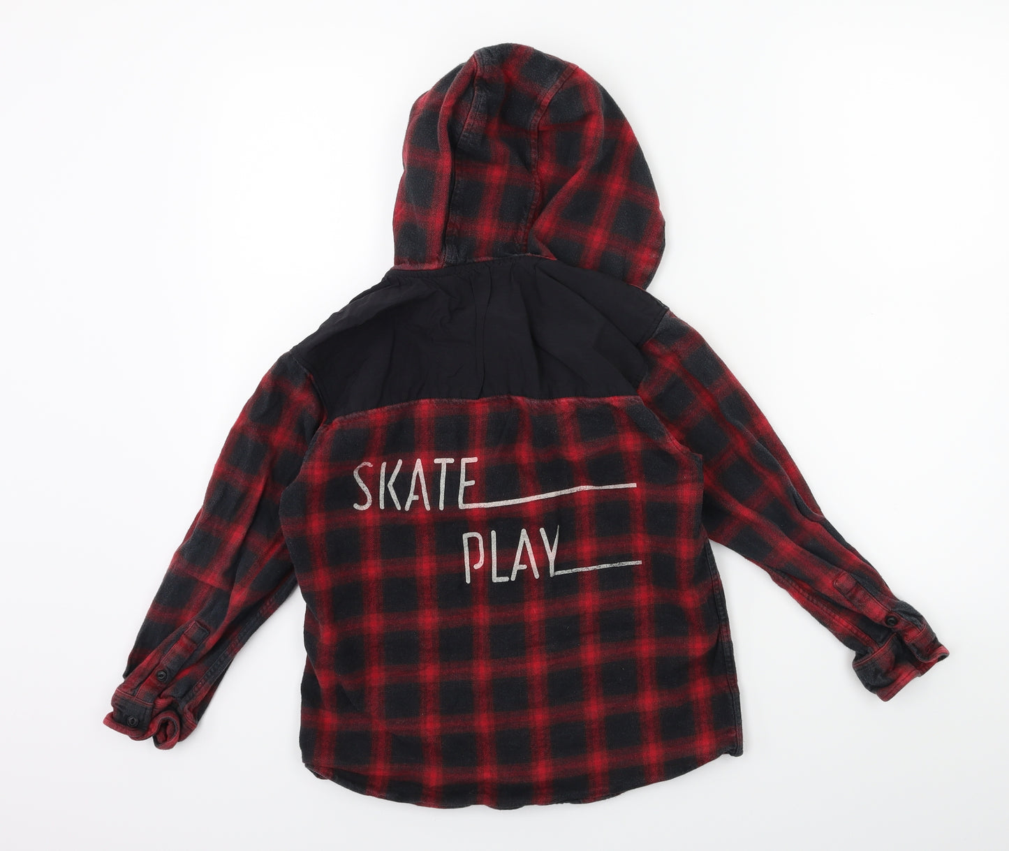 Zara Boys Red Check  Pullover Hoodie Size 10 Years