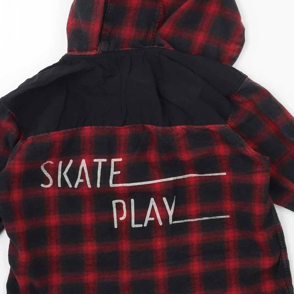 Zara Boys Red Check  Pullover Hoodie Size 10 Years