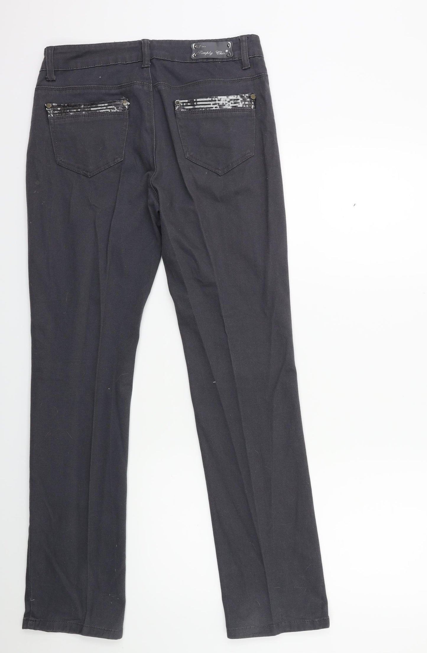 Simply chic Womens Grey  Denim Straight Jeans Size 12 L30 in