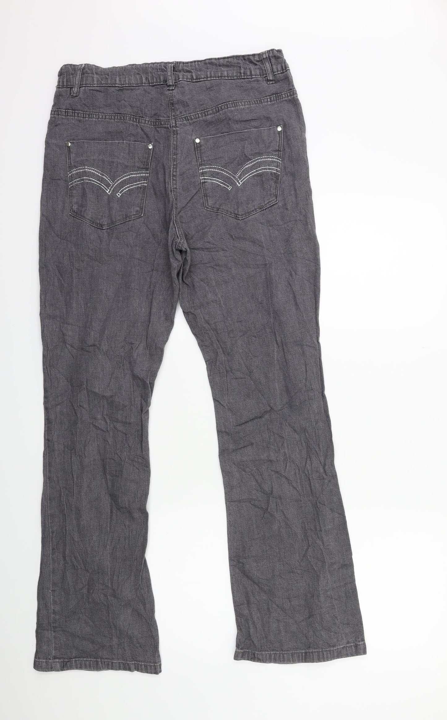Simply Be Womens Grey  Denim Flared Jeans Size 12 L30 in