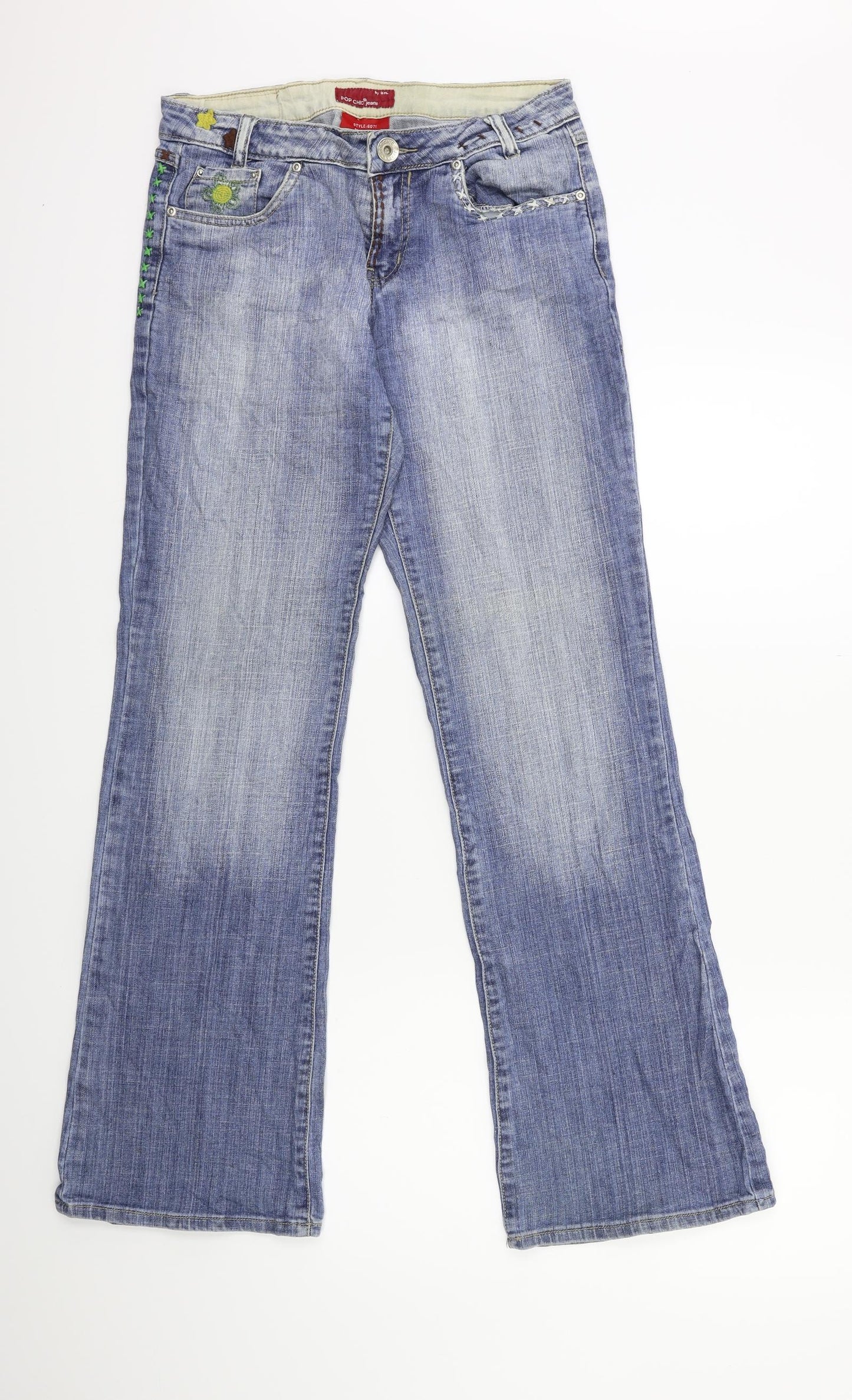 pop chic Womens Blue  Denim Flared Jeans Size 31 in L31 in