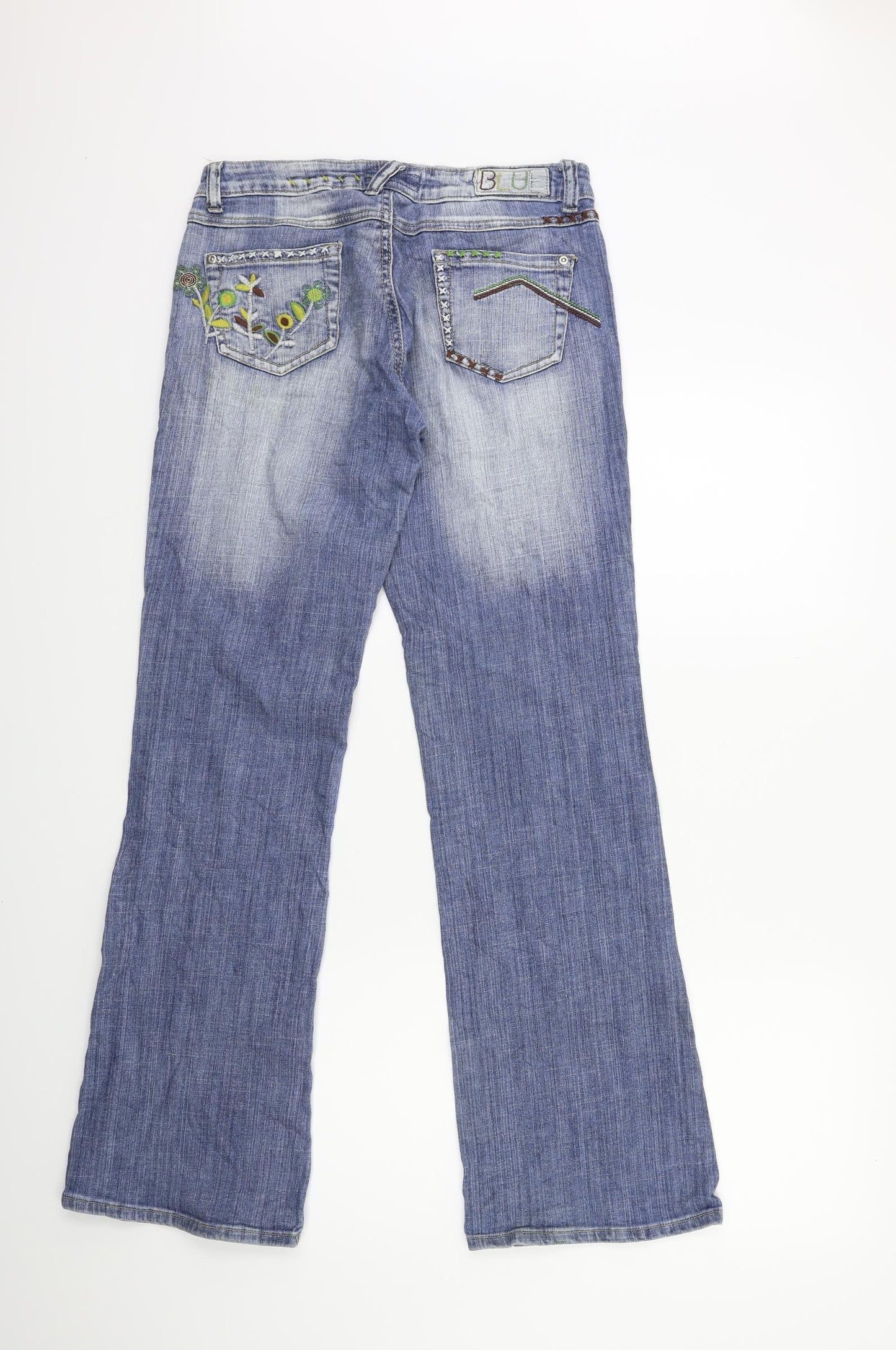 pop chic Womens Blue  Denim Flared Jeans Size 31 in L31 in