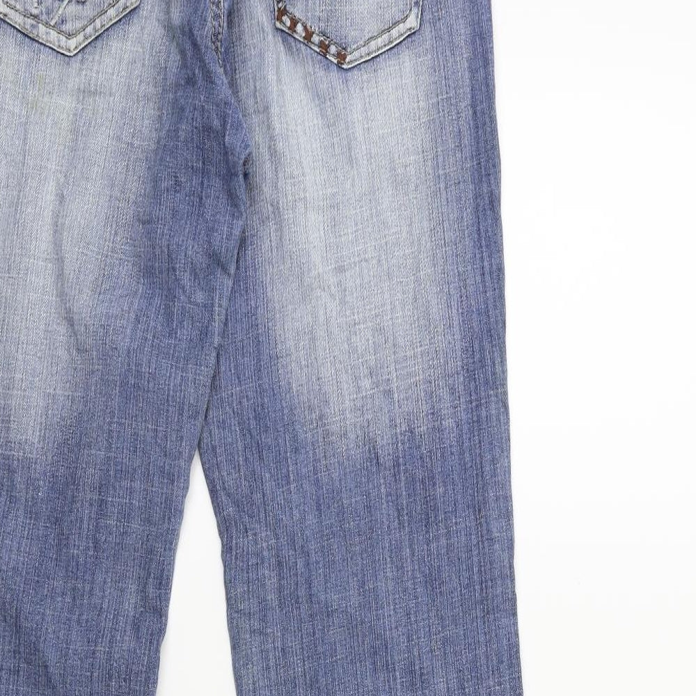 pop chic Womens Blue  Denim Flared Jeans Size 31 in L31 in
