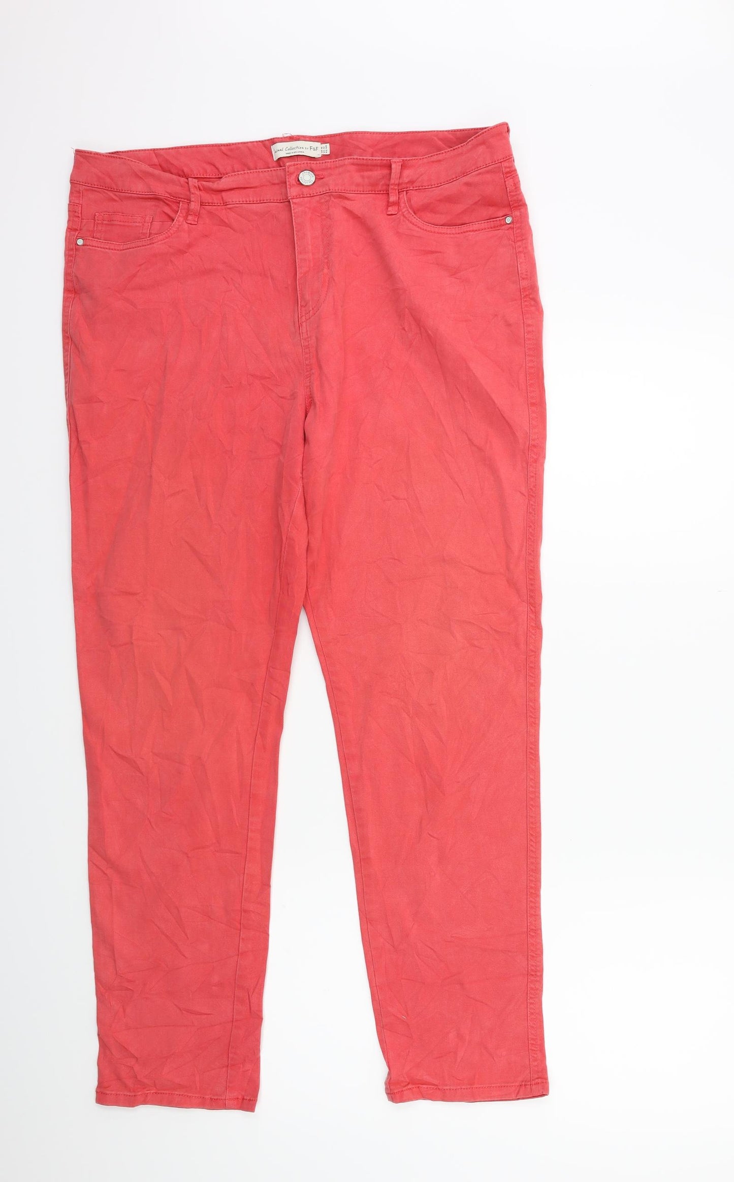 F&F Womens Pink  Denim Skinny Jeans Size 16 L28 in