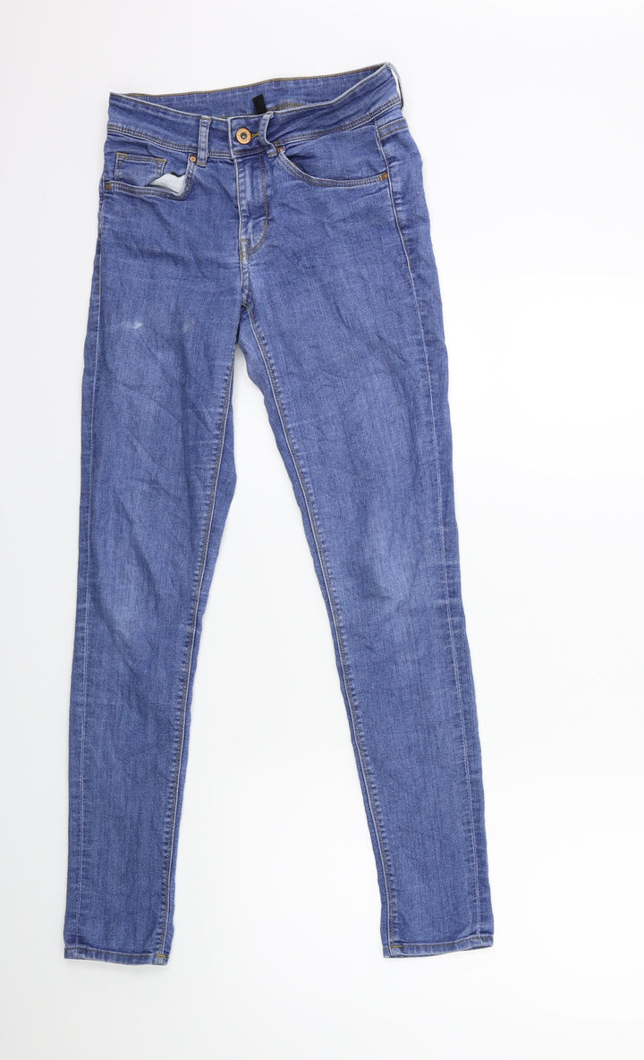 H&M Womens Blue  Denim Skinny Jeans Size 8 L29 in