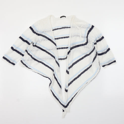 M&Co Womens White Striped  Cardigan Jumper Size 16
