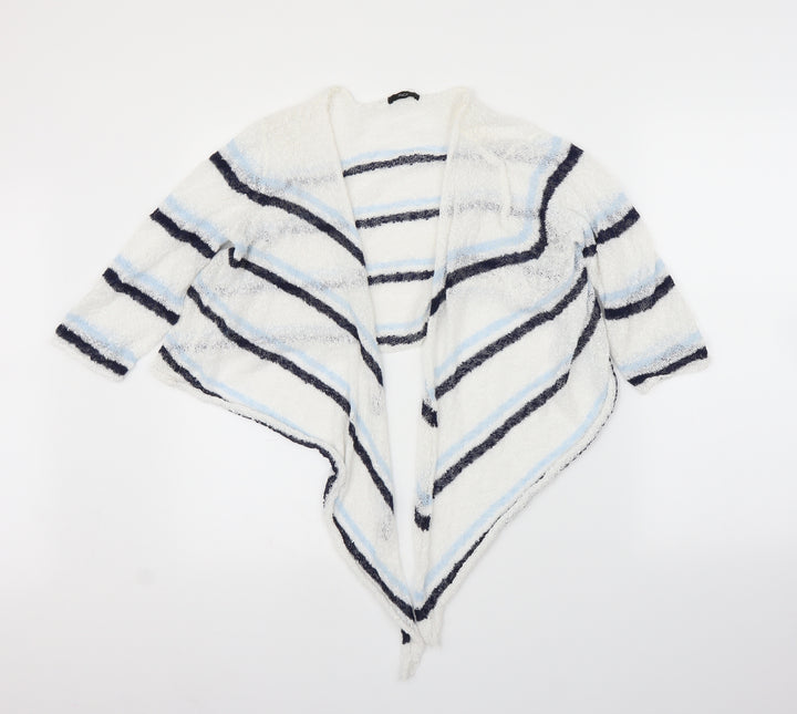 M&Co Womens White Striped Cardigan Jumper Size 16