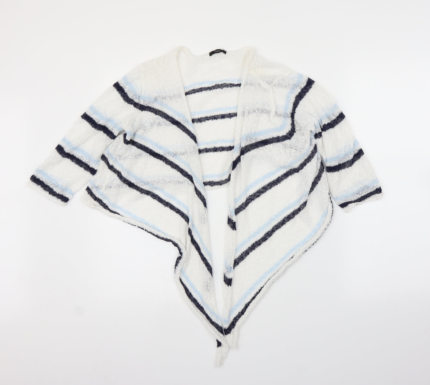 M&Co Womens White Striped  Cardigan Jumper Size 16
