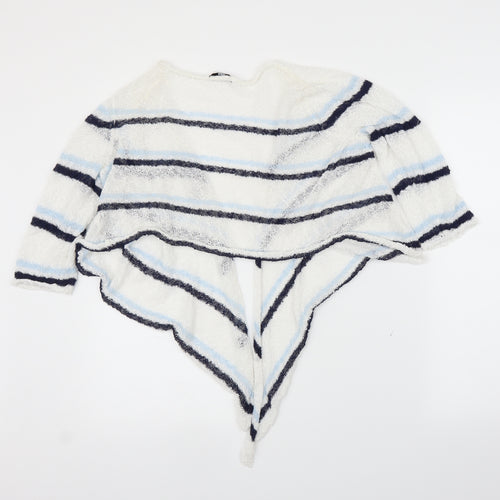 M&Co Womens White Striped  Cardigan Jumper Size 16