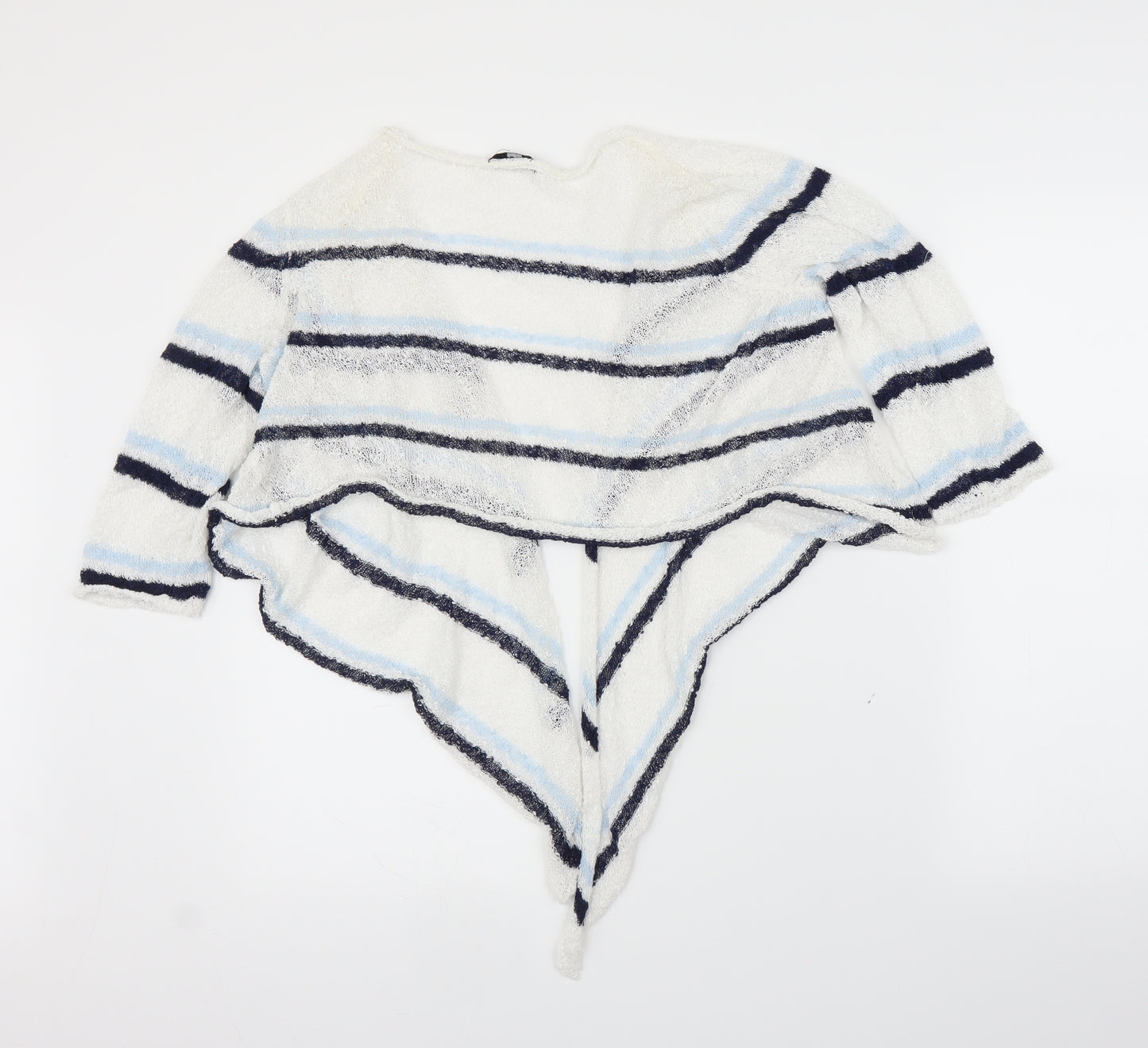 M&Co Womens White Striped  Cardigan Jumper Size 16