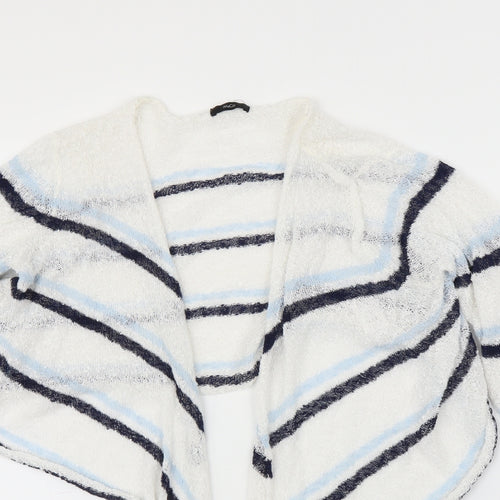 M&Co Womens White Striped  Cardigan Jumper Size 16