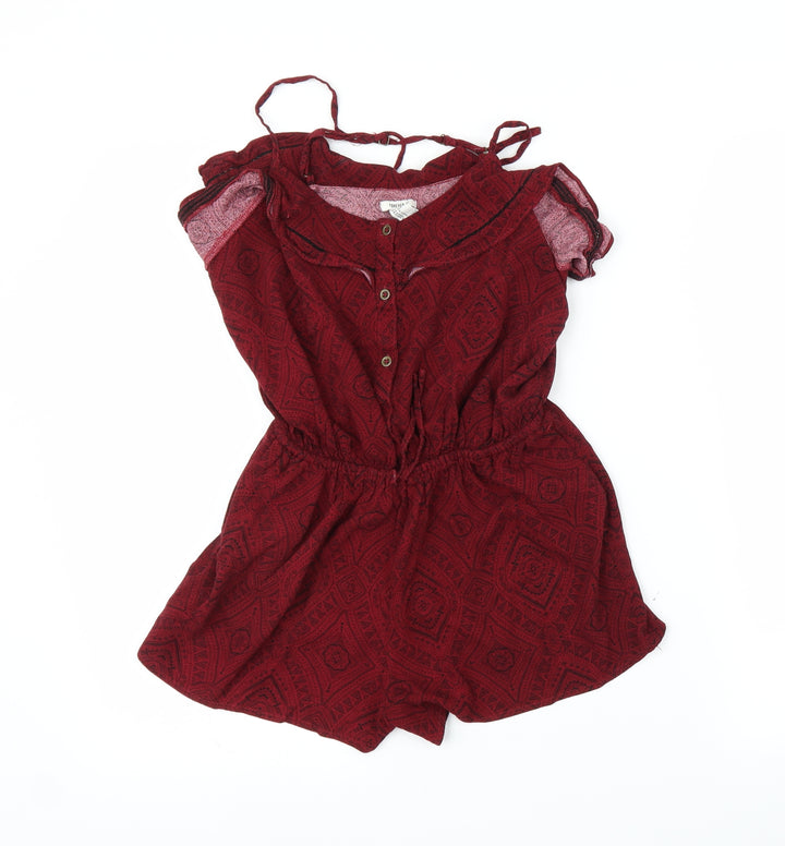 FOREVER 21 Womens Red Geometric Romper One-Piece Size S