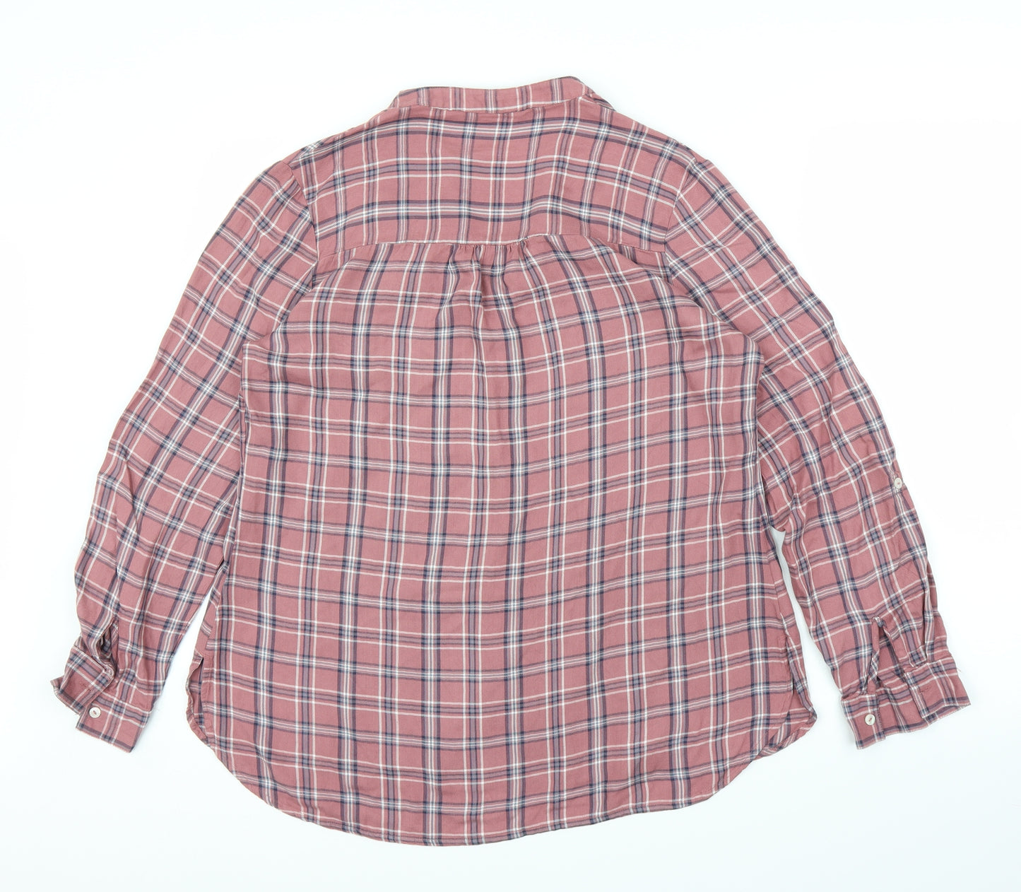 George Womens Pink Plaid  Basic Blouse Size 14