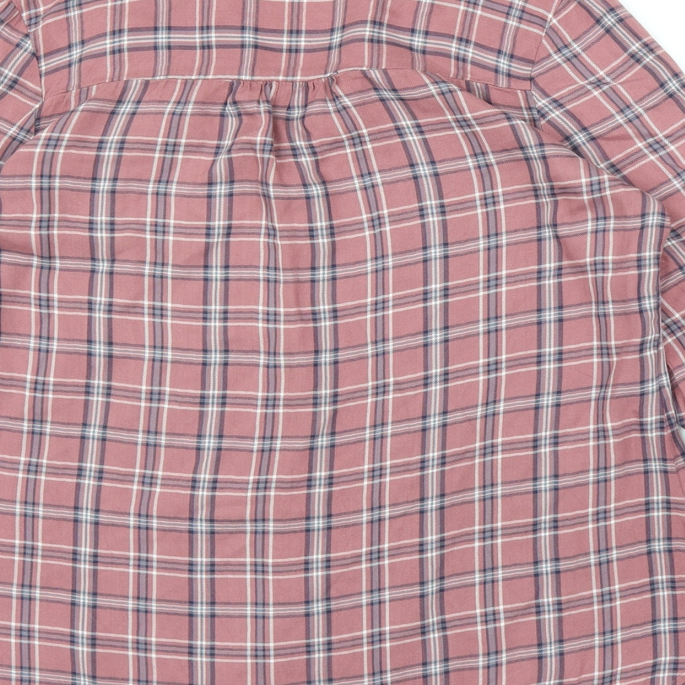 George Womens Pink Plaid  Basic Blouse Size 14