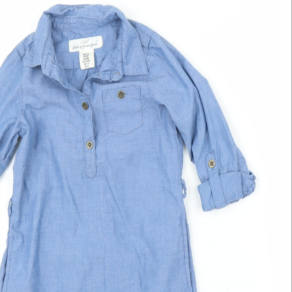 H&M Girls Blue  Denim Shirt Dress  Size 5-6 Years