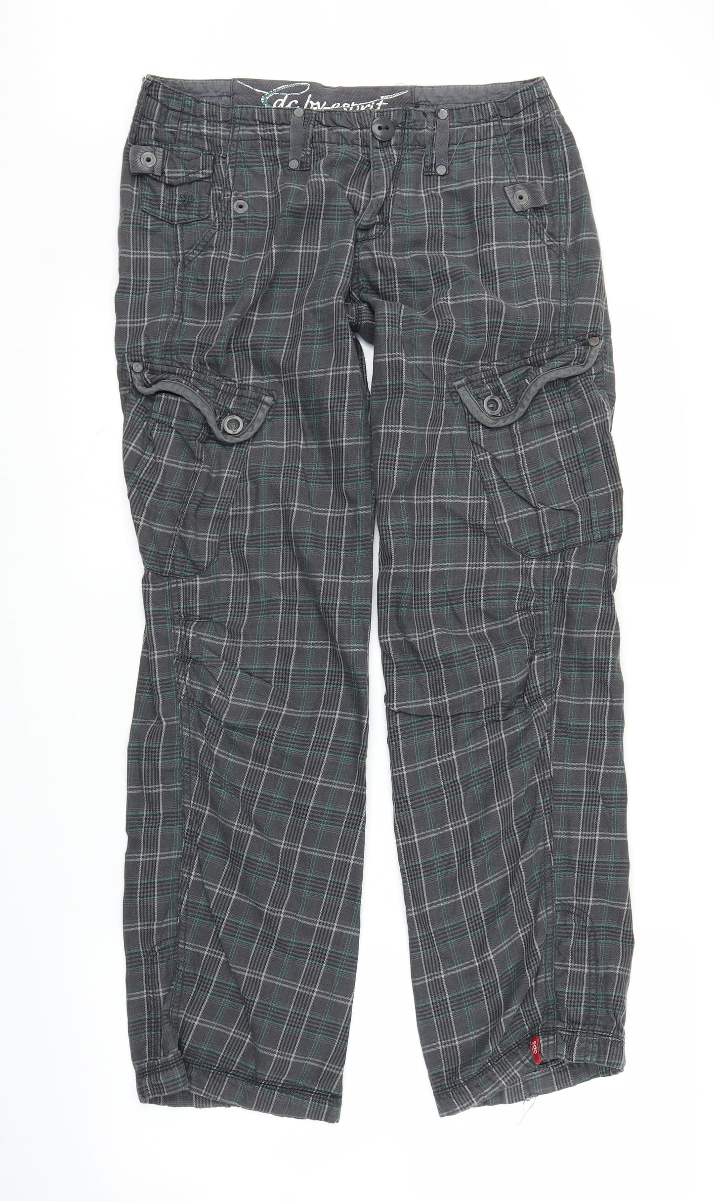 EDC Mens Grey Plaid  Cargo Trousers Size 36 in L30 in