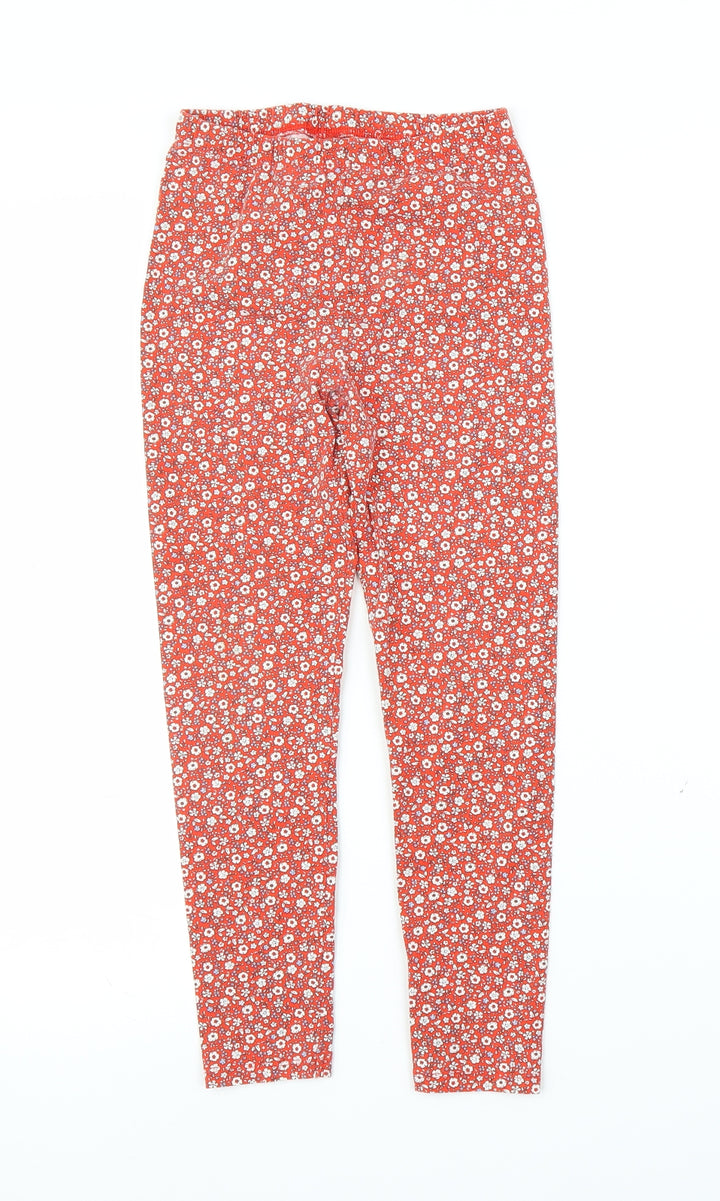 TU Girls Red Floral Capri Trousers Size 9 Years
