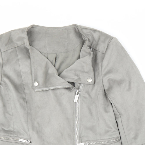 Debenhams Womens Grey   Motorcycle Jacket Jacket Size 10