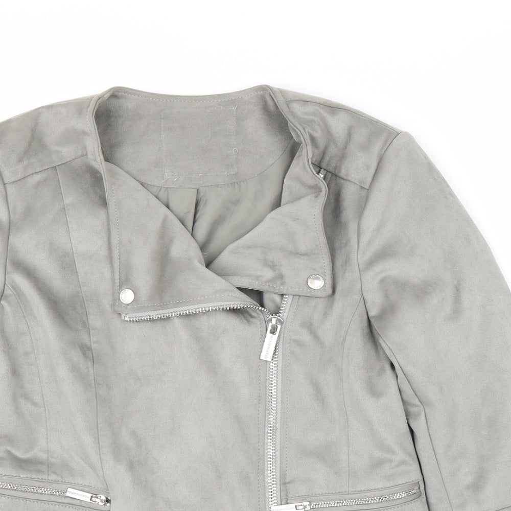 Debenhams Womens Grey   Motorcycle Jacket Jacket Size 10