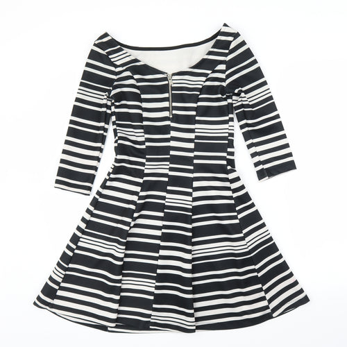 Stradivarius Womens Black Striped  Fit & Flare  Size S
