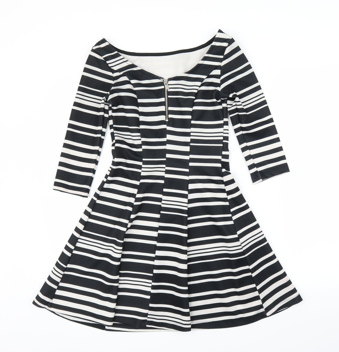 Stradivarius Womens Black Striped  Fit & Flare  Size S