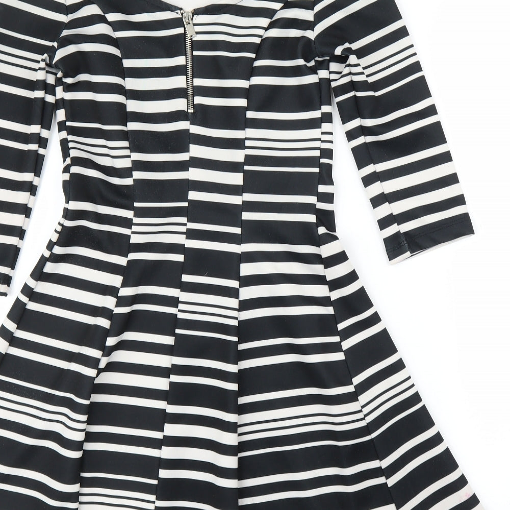 Stradivarius Womens Black Striped  Fit & Flare  Size S