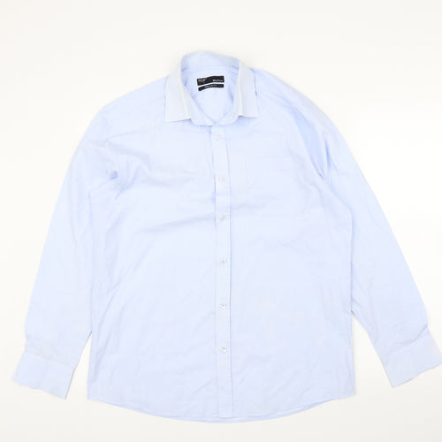 B&W Mens Blue    Button-Up Size 16