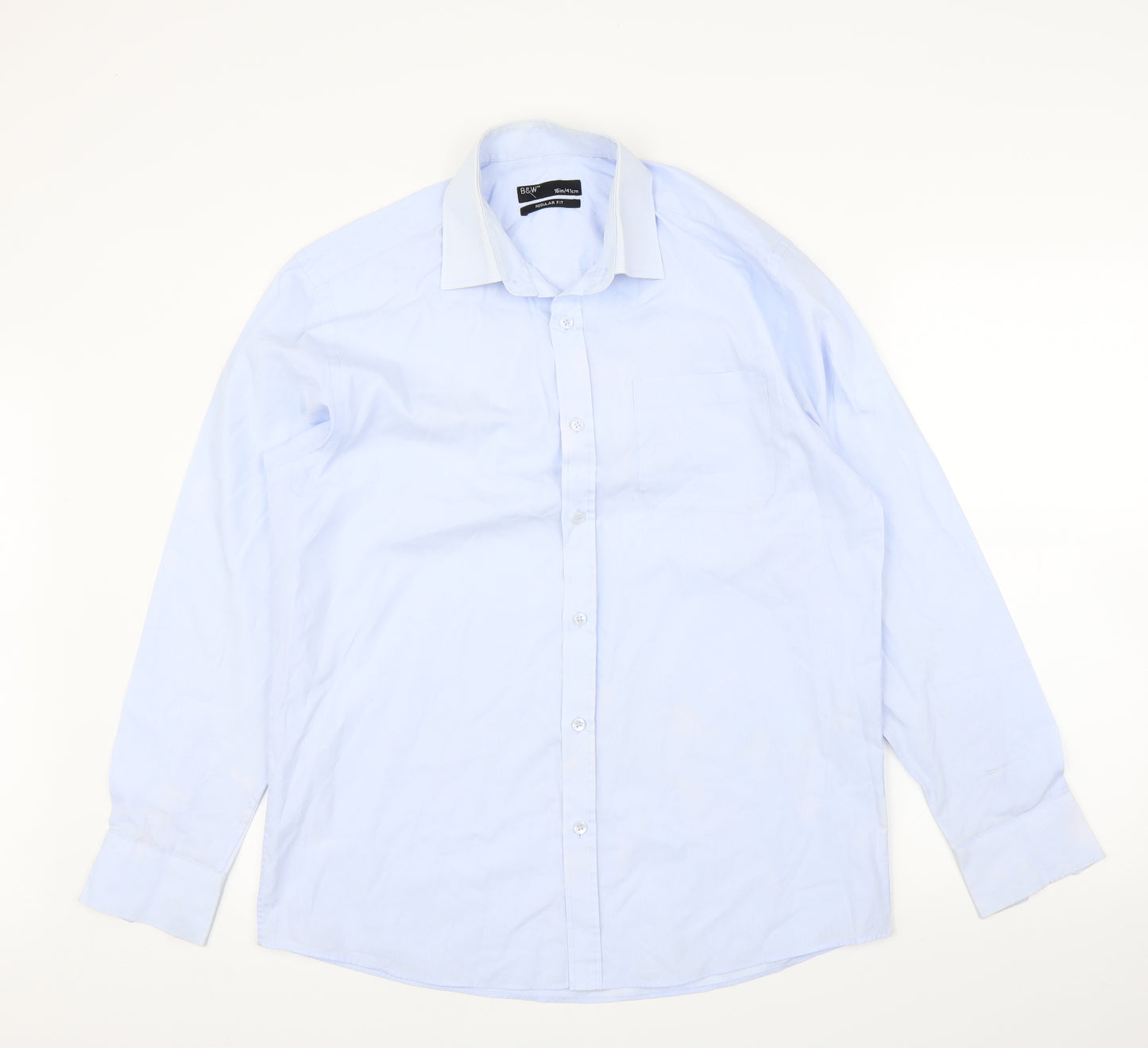 B&W Mens Blue    Button-Up Size 16