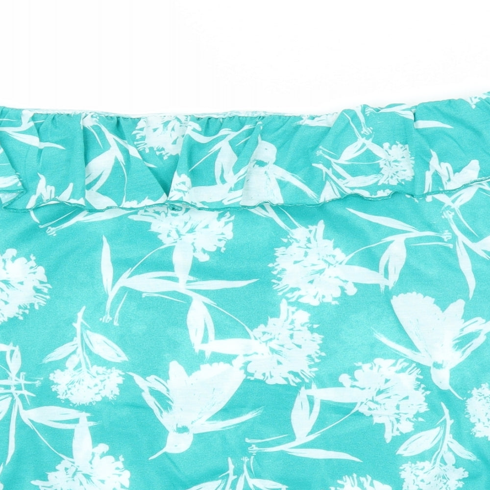 Peacocks Womens Green Floral  Basic Blouse Size XL