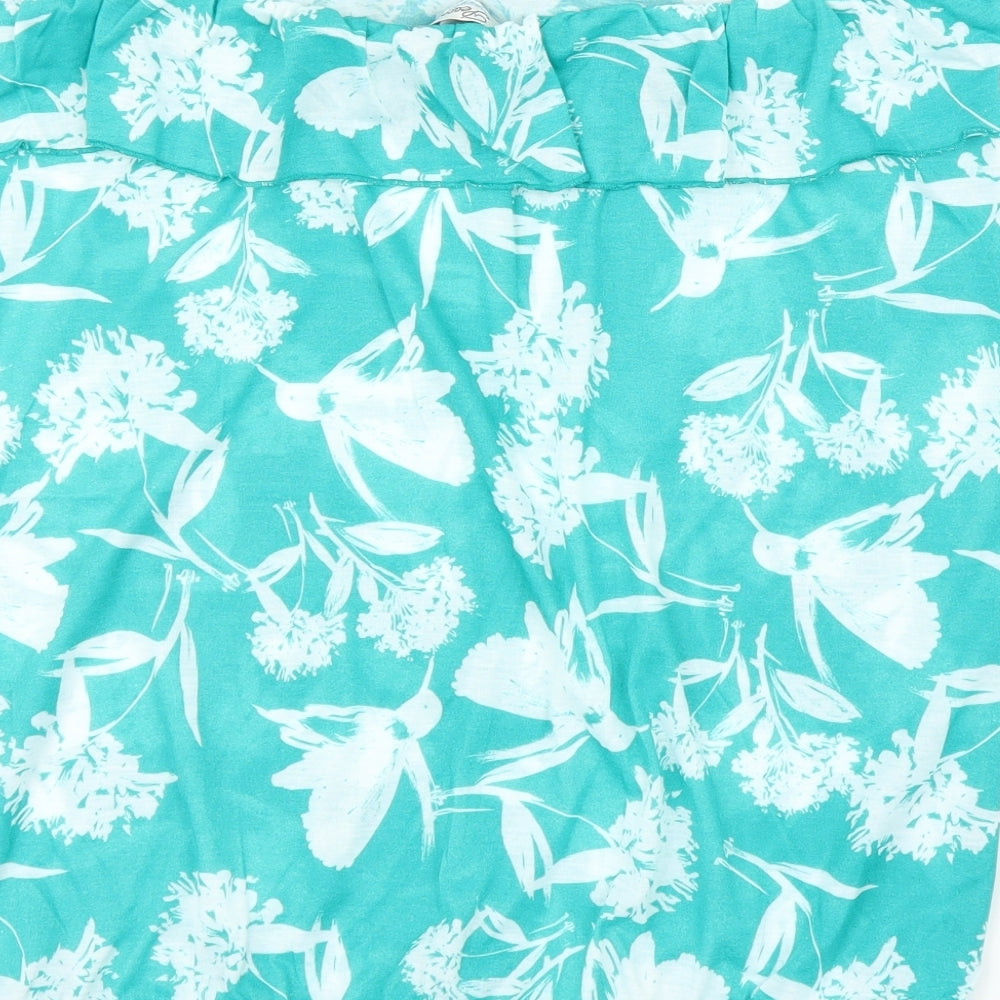 Peacocks Womens Green Floral  Basic Blouse Size XL