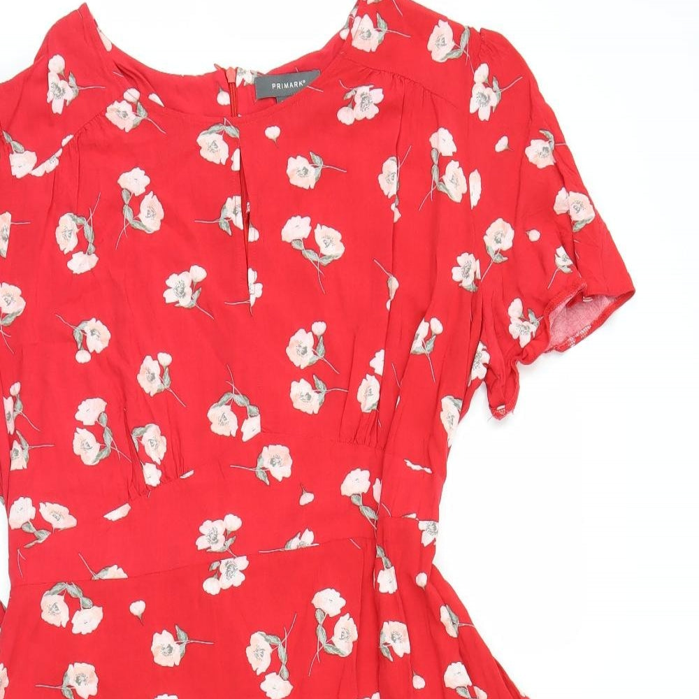 Primark Womens Red Floral  Fit & Flare  Size 20