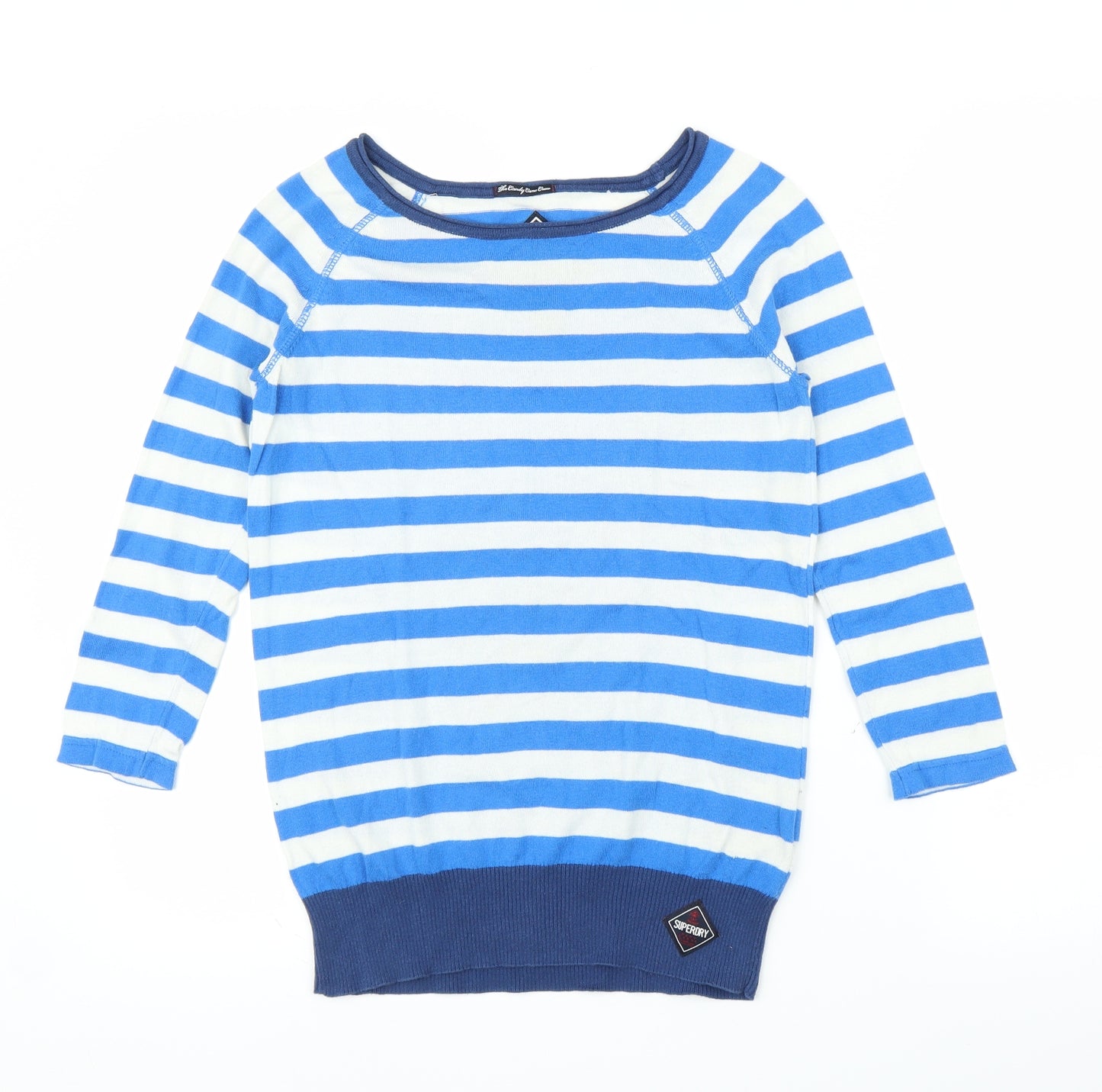 Superdry Womens Blue Striped  Pullover Jumper Size XS