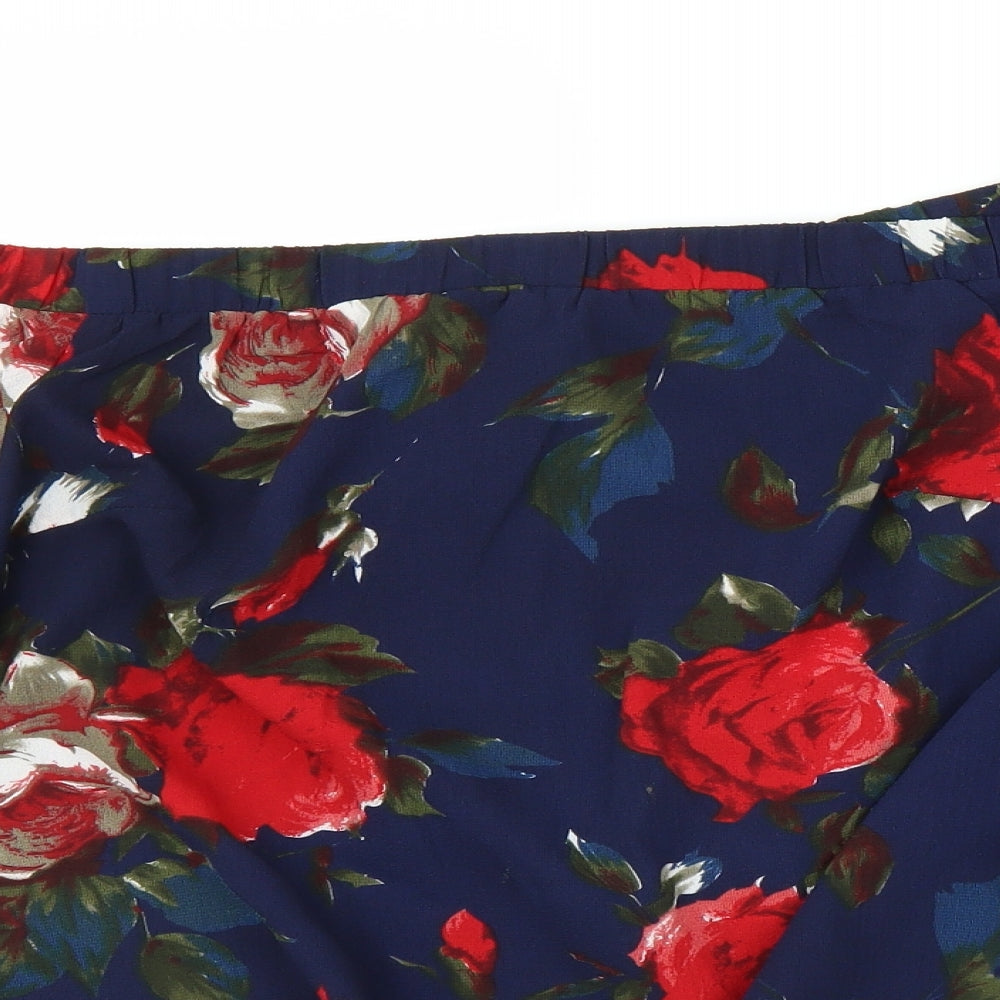TEMT Womens Blue Floral  Basic Blouse Size 14