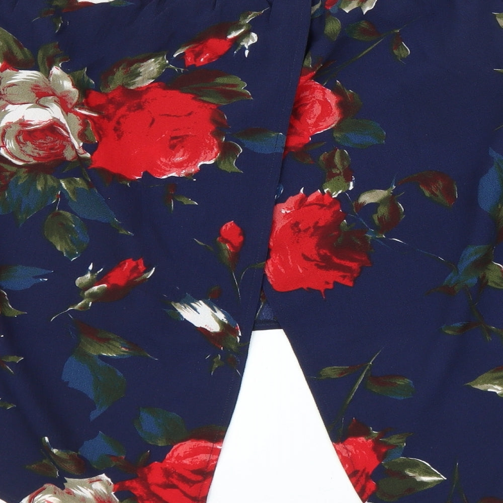 TEMT Womens Blue Floral  Basic Blouse Size 14